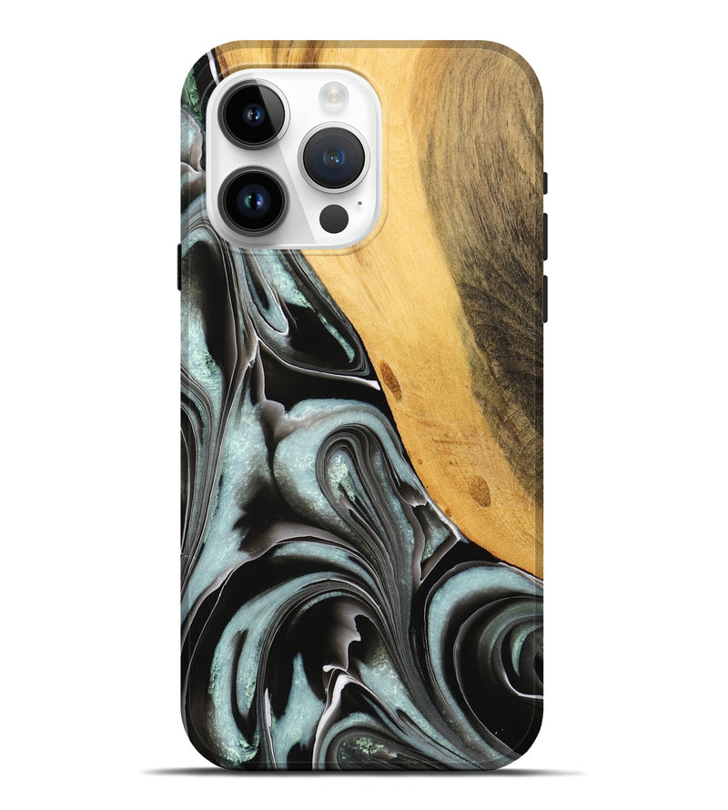 iPhone 15 Pro Max Wood Live Edge Phone Case - Sallee (Black & White, 732366)