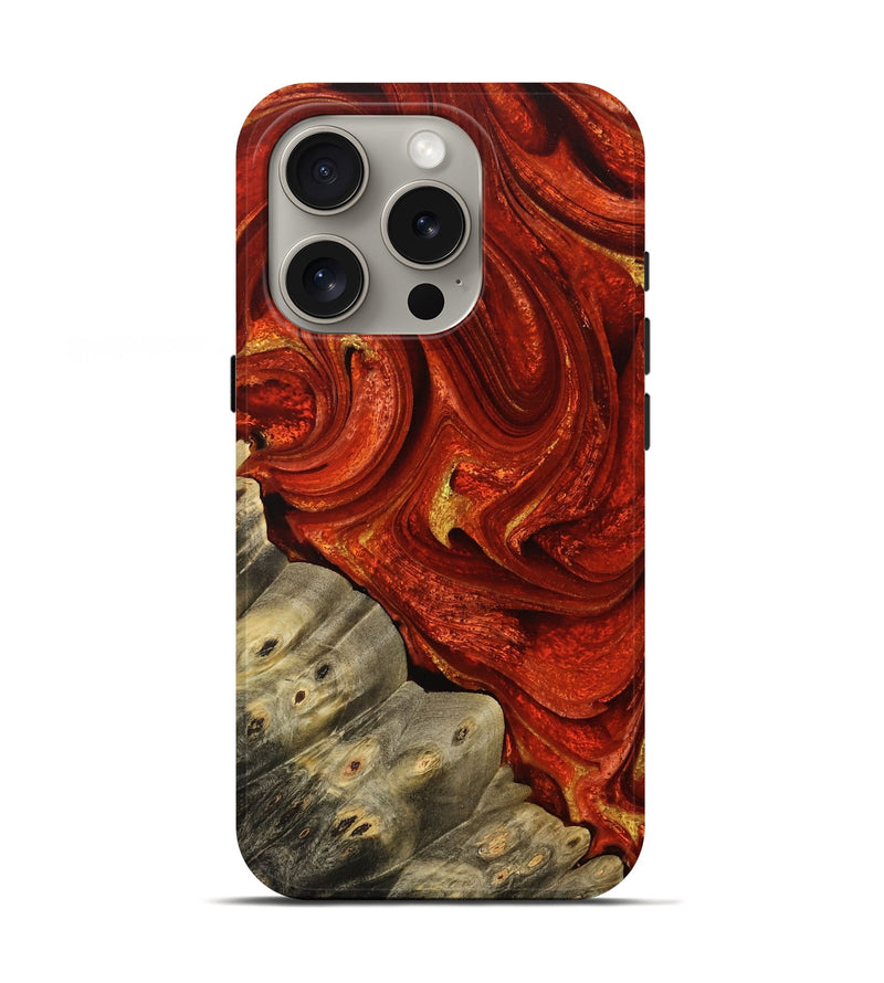 iPhone 16 Pro Wood Live Edge Phone Case - Evvie (Red, 732526)