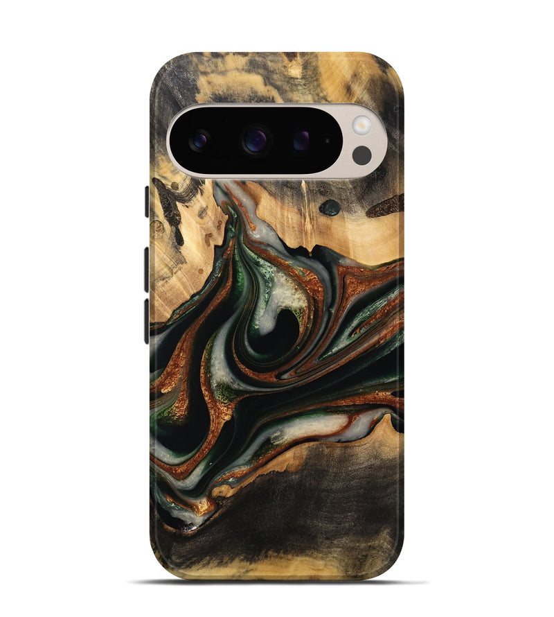 Pixel 9 Pro Wood Live Edge Phone Case - Zdenka (Green, 732528)