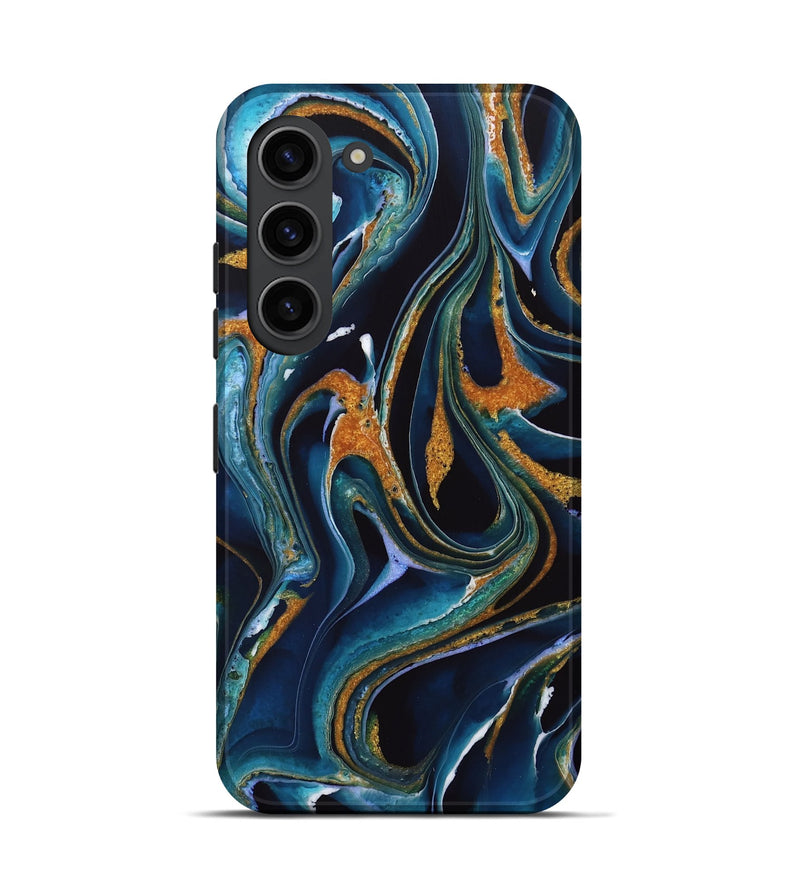 Galaxy S23 ResinArt Live Edge Phone Case - Chloris (Teal & Gold, 732535)
