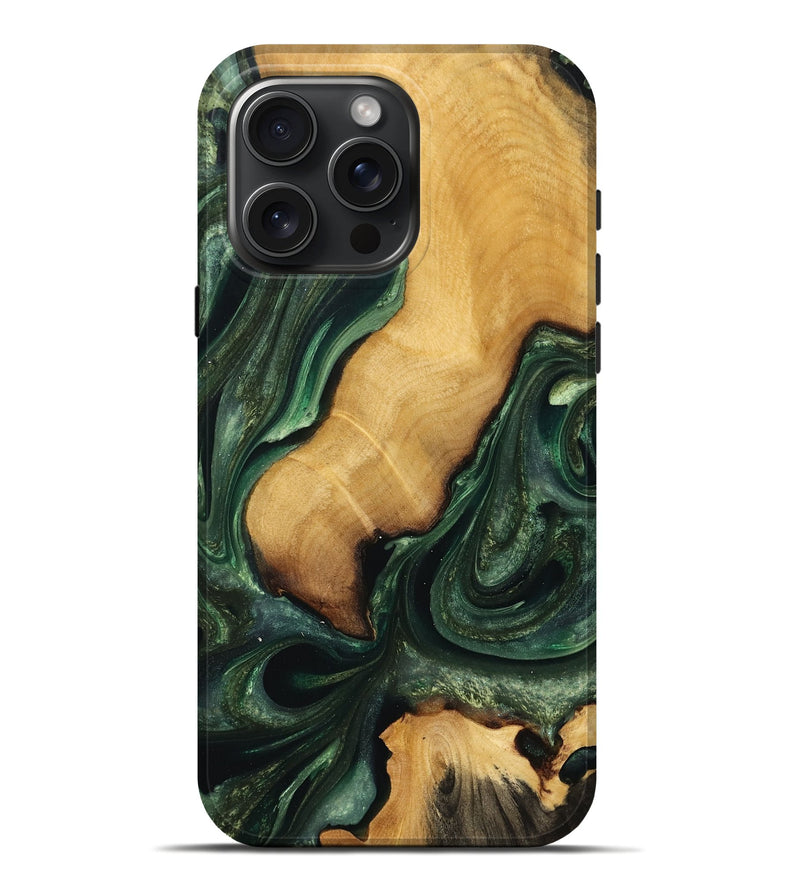 iPhone 16 Pro Max Wood Live Edge Phone Case - Faron (Green, 732544)