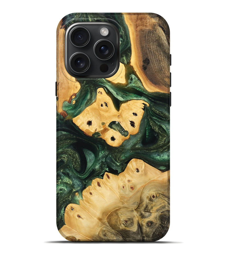 iPhone 16 Pro Max Wood Live Edge Phone Case - Mildrid (Green, 732559)