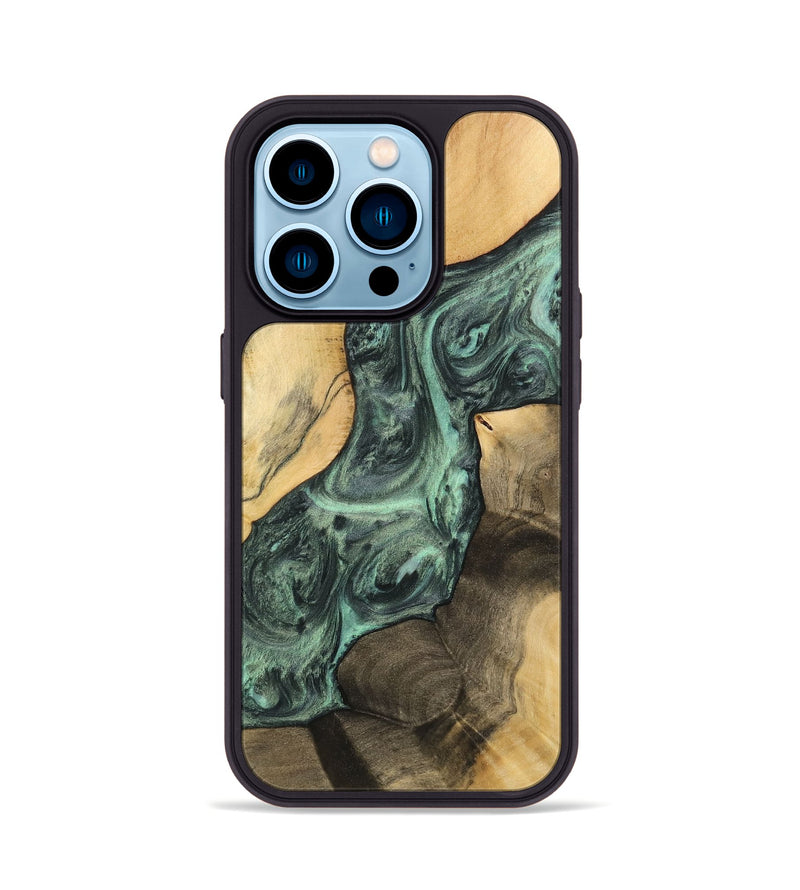 iPhone 14 Pro Wood Phone Case - Annabel (Green, 732633)