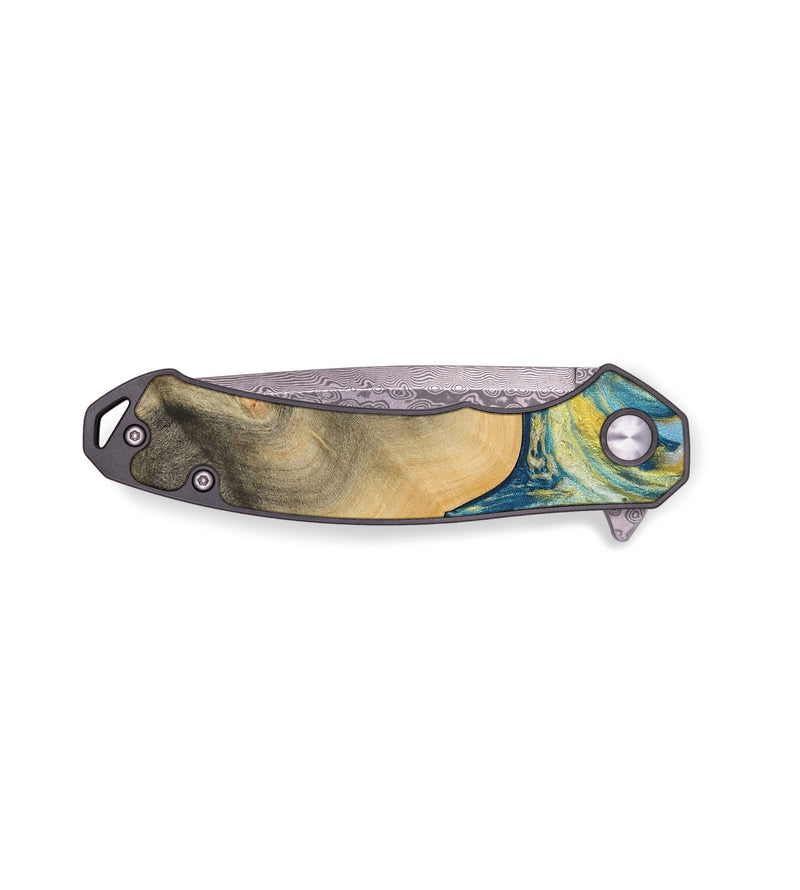 EDC Wood Pocket Knife - Noma (Teal & Gold, 732925)