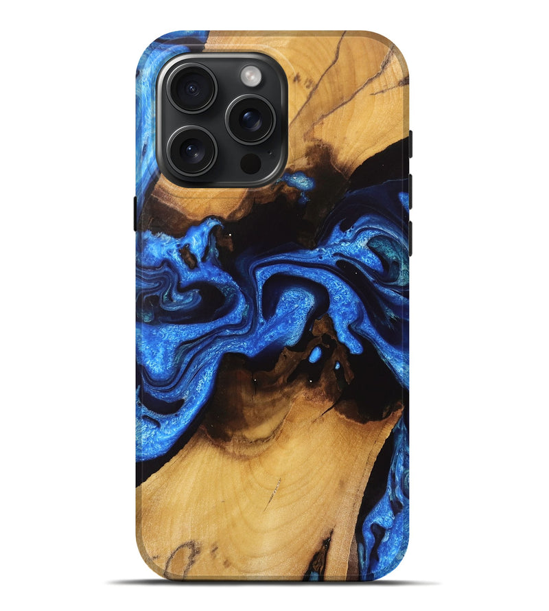 iPhone 16 Pro Max Wood Live Edge Phone Case - Arvilla (Blue, 733011)
