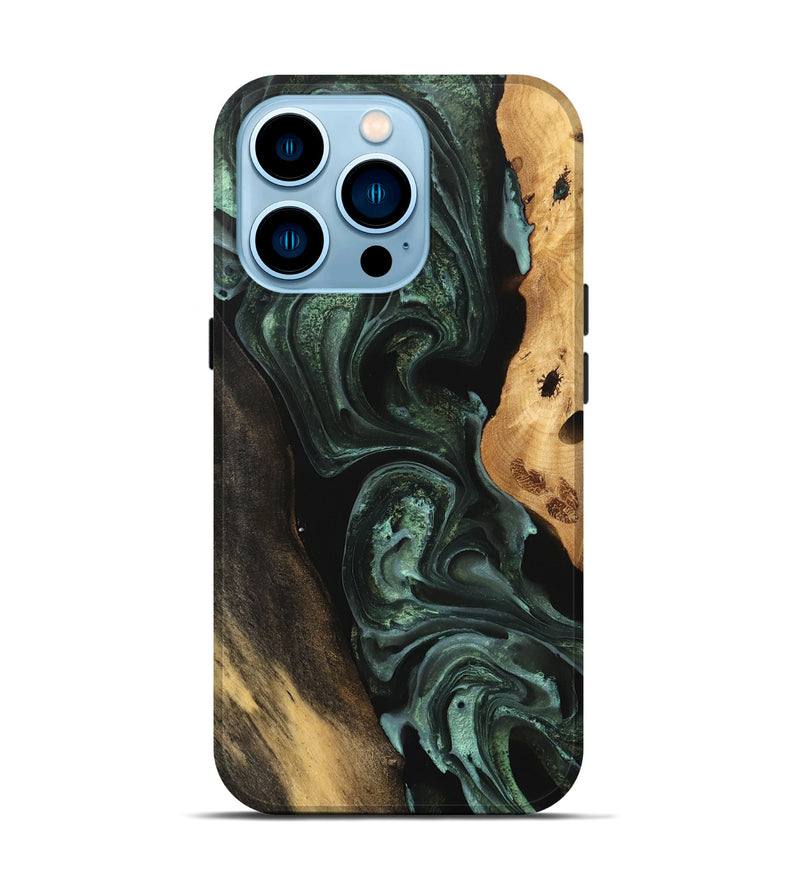 iPhone 14 Pro Wood Live Edge Phone Case - Jalissa (Green, 733021)