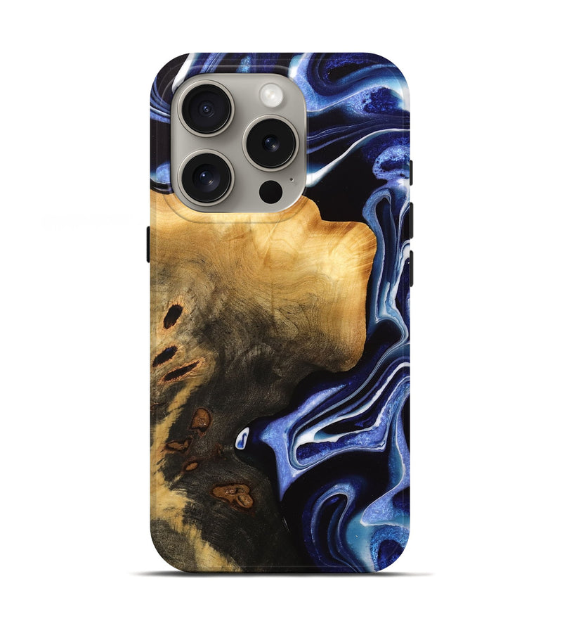 iPhone 16 Pro Wood Live Edge Phone Case - Else (Blue, 733039)