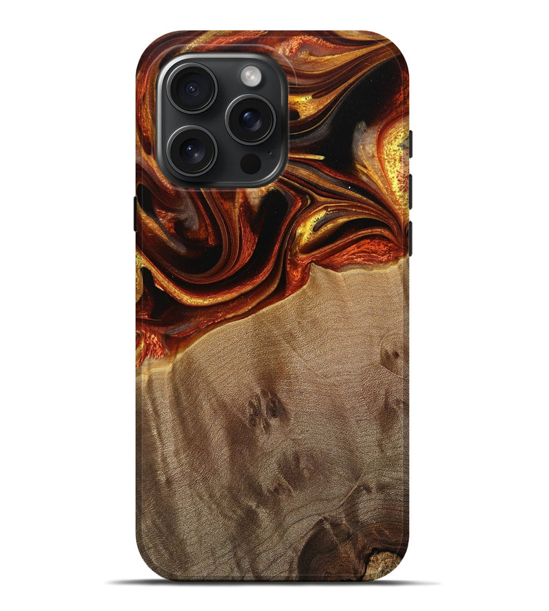 iPhone 16 Pro Max Wood Live Edge Phone Case - Dosha (Red, 733046)