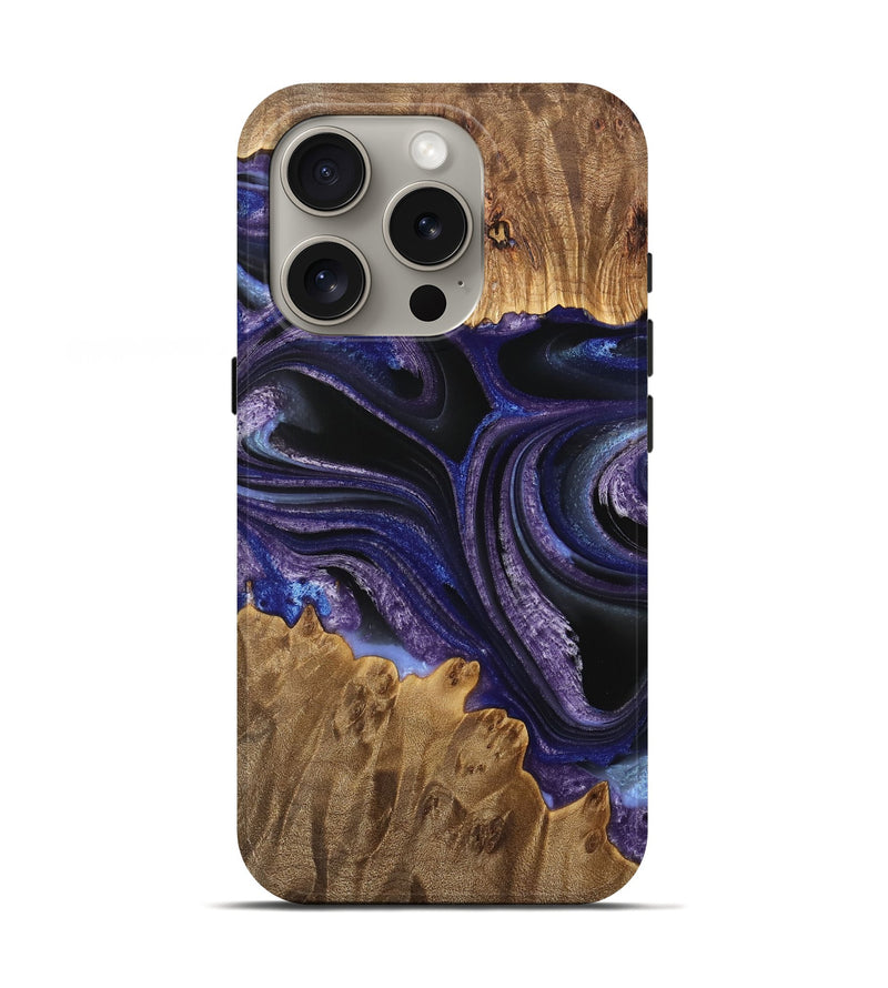 iPhone 16 Pro Wood Live Edge Phone Case - Sameh (Purple, 733052)