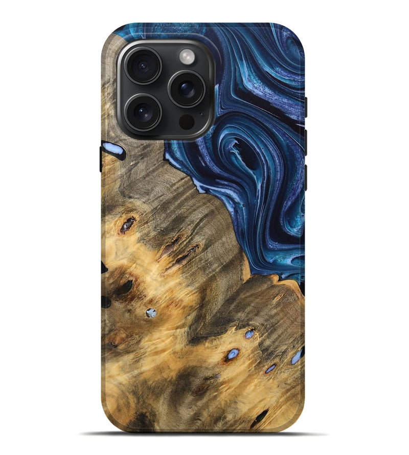 iPhone 16 Pro Max Wood Live Edge Phone Case - Alese (Blue, 733053)