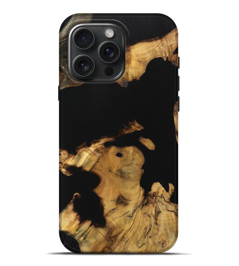 iPhone 16 Pro Max Wood Live Edge Phone Case - Deanna (Pure Black, 733055)