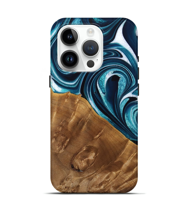 iPhone 15 Pro Wood Live Edge Phone Case - Rodrick (Blue, 733056)