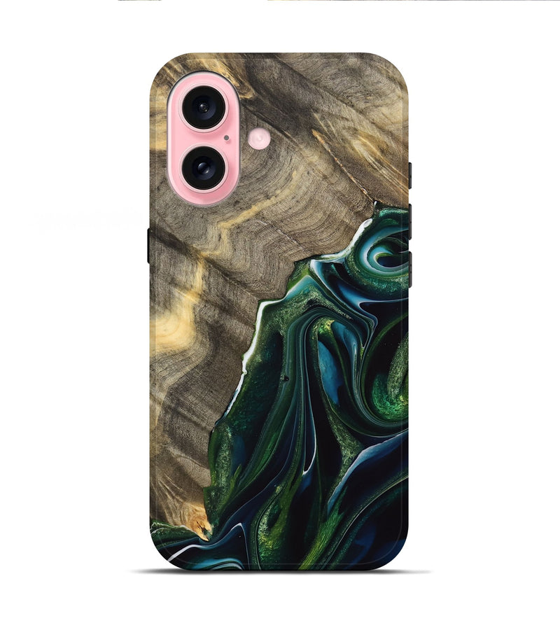 iPhone 16 Wood Live Edge Phone Case - Empi (Green, 733057)