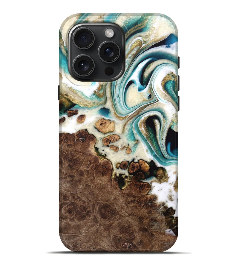 iPhone 16 Pro Max Wood Live Edge Phone Case - Tate (Green, 733061)