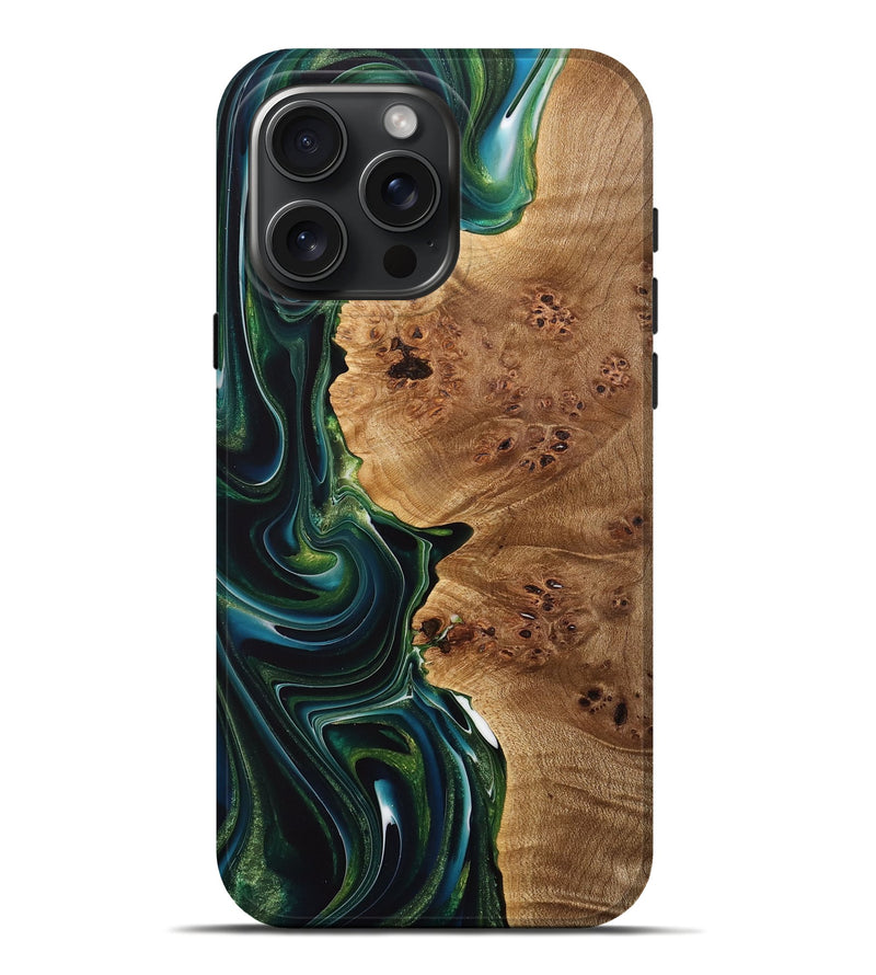 iPhone 16 Pro Max Wood Live Edge Phone Case - Stephen (Green, 733068)