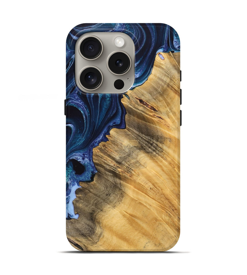 iPhone 16 Pro Wood Live Edge Phone Case - Maxi (Blue, 733073)