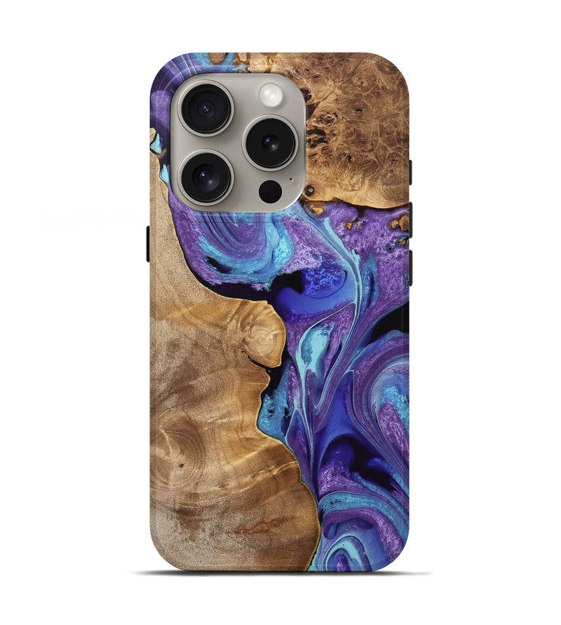 iPhone 16 Pro Wood Live Edge Phone Case - Mikhail (Purple, 733076)