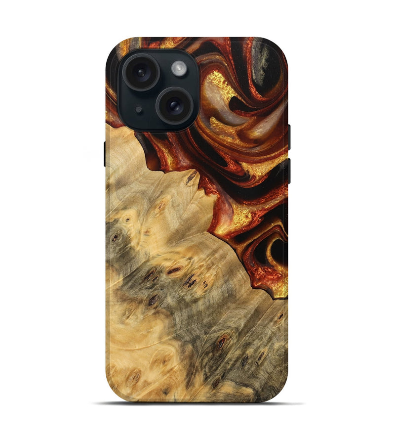 iPhone 15 Wood Live Edge Phone Case - Brannon (Red, 733082)