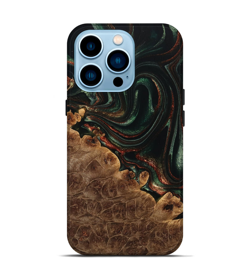 iPhone 14 Pro Wood Live Edge Phone Case - Leeanne (Green, 733085)