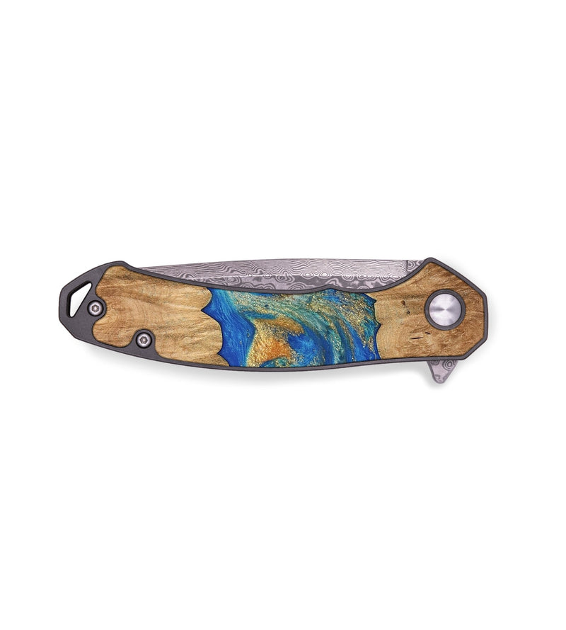 EDC Wood Pocket Knife - Harl (Teal & Gold, 733116)