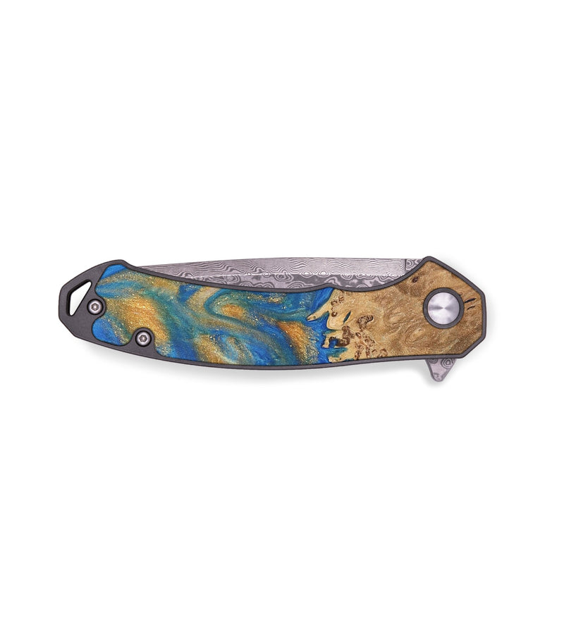 EDC Wood Pocket Knife - Lisle (Teal & Gold, 733132)
