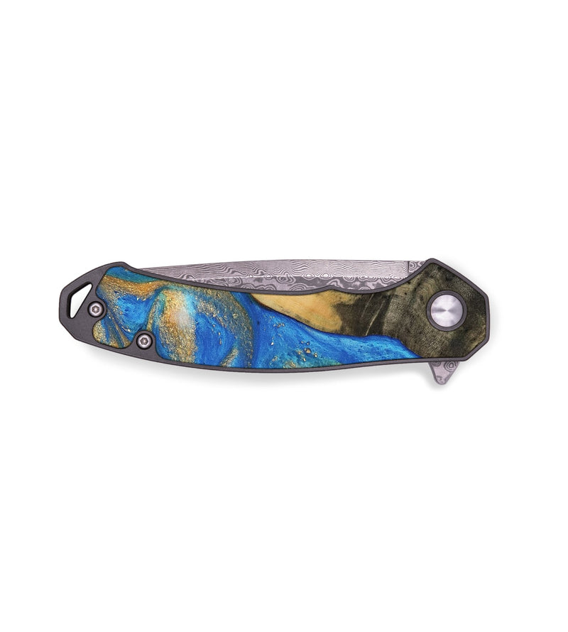 EDC Wood Pocket Knife - Spiros (Teal & Gold, 733165)