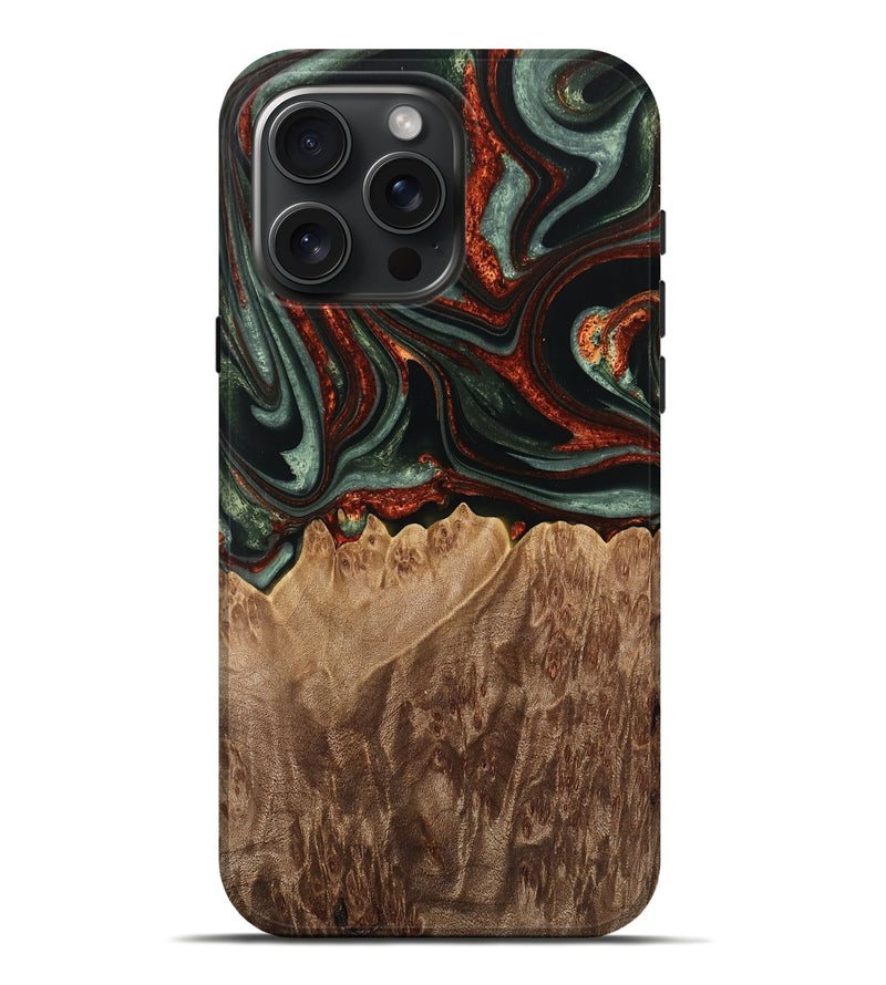 iPhone 16 Pro Max Wood Live Edge Phone Case - Jayson (Green, 733387)