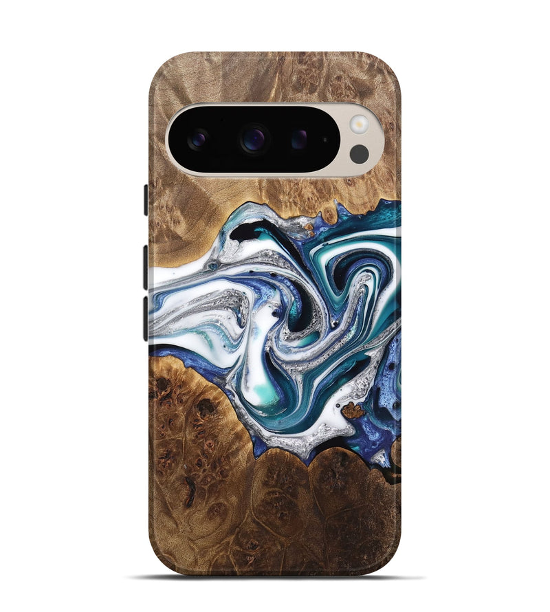 Pixel 9 Pro Wood Live Edge Phone Case - Danell (Blue, 733389)