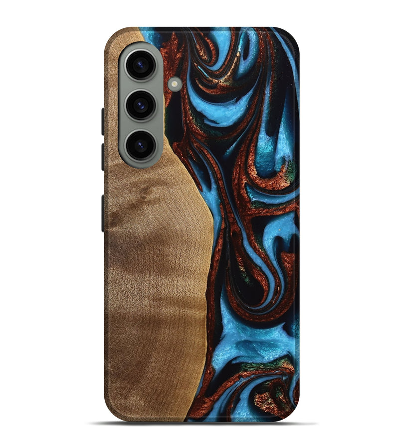 Galaxy S24 Plus Wood Live Edge Phone Case - Jerrine (Teal & Gold, 733396)