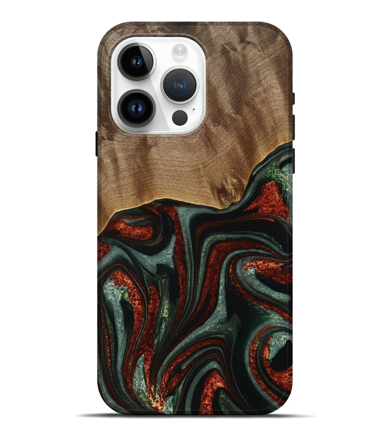 iPhone 15 Pro Max Wood Live Edge Phone Case - Maye (Green, 733407)