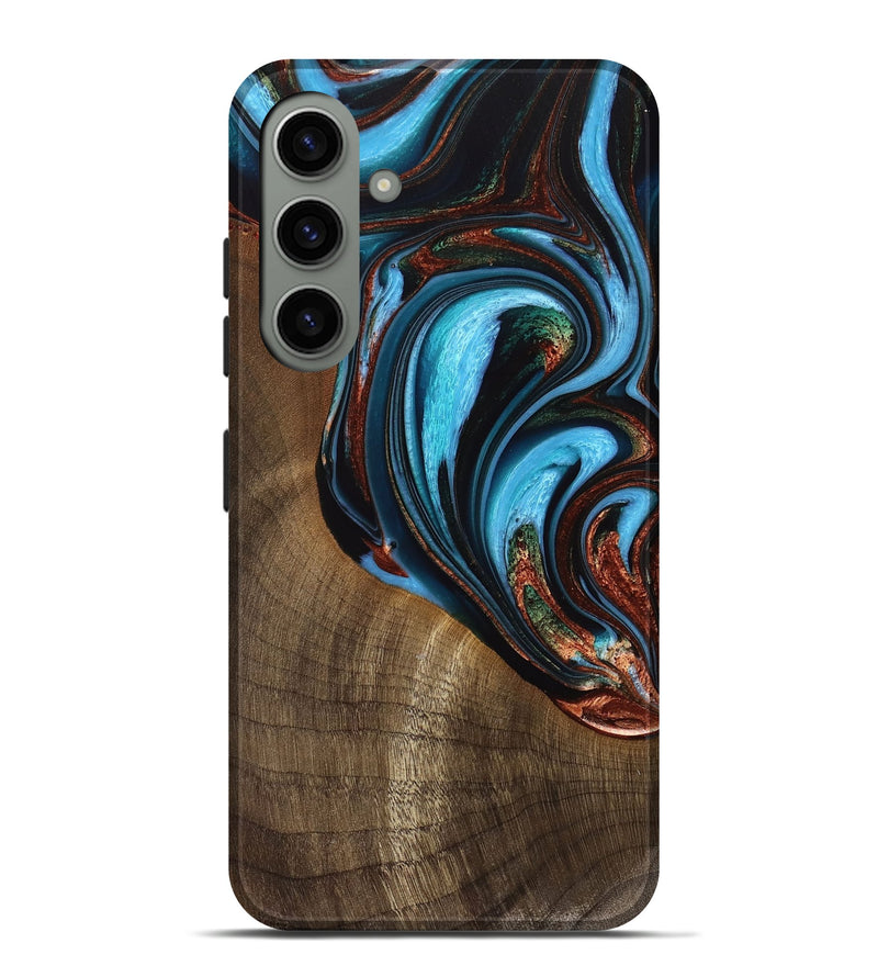 Galaxy S24 Plus Wood Live Edge Phone Case - Squire (Teal & Gold, 733409)