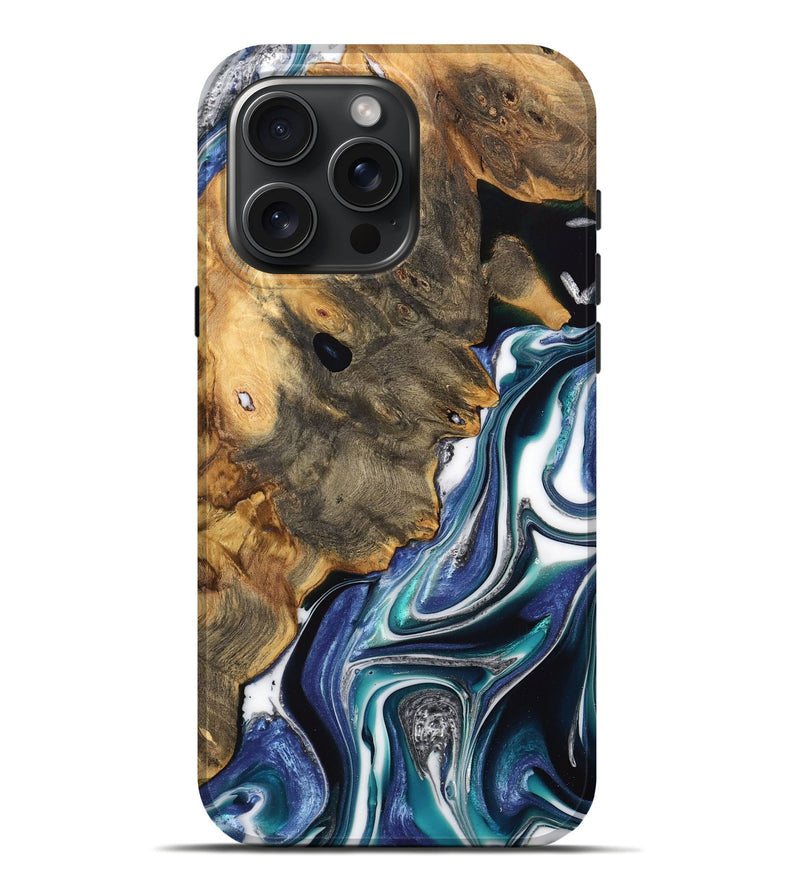 iPhone 16 Pro Max Wood Live Edge Phone Case - Korry (Blue, 733420)