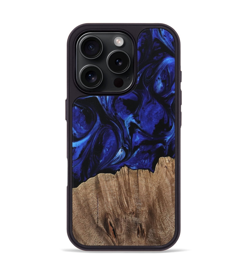 iPhone 16 Pro Wood Phone Case - Qafi (Blue, 733568)
