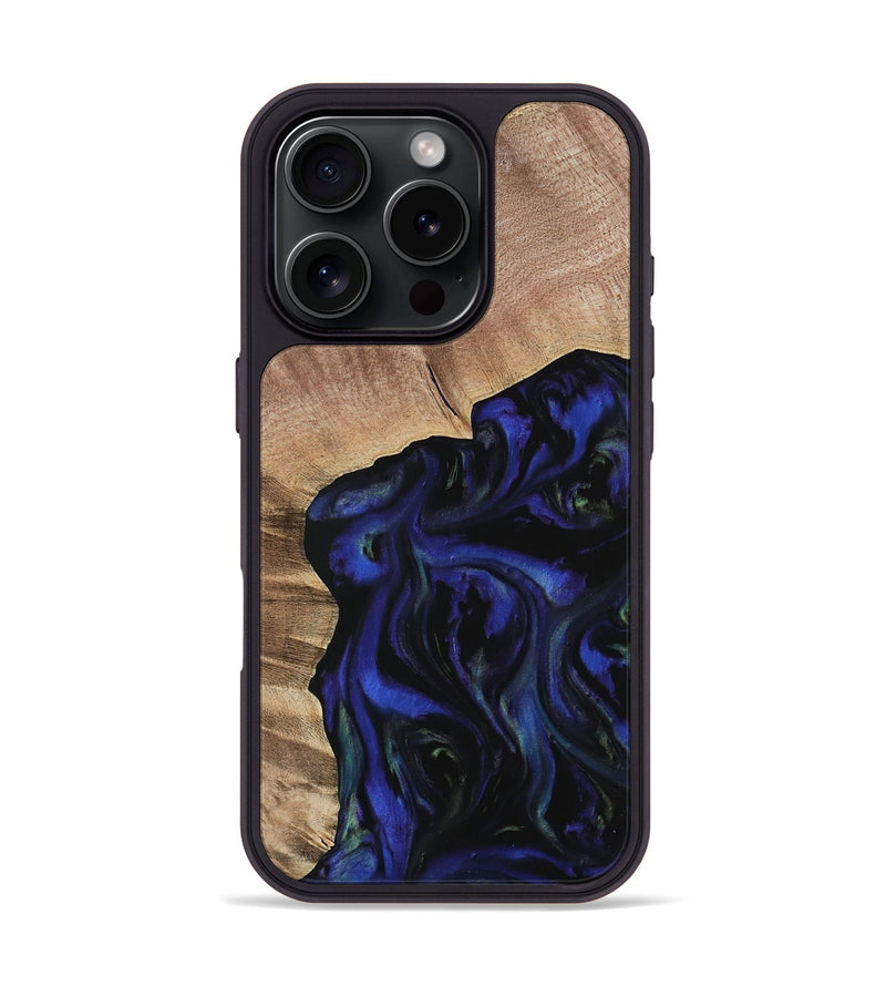 iPhone 16 Pro Wood Phone Case - Bride (Blue, 733725)