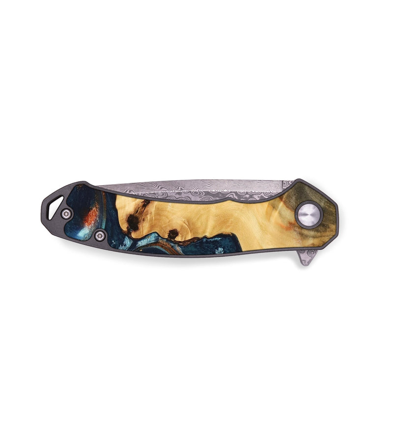 EDC Wood Pocket Knife - Sharity (Teal & Gold, 733800)