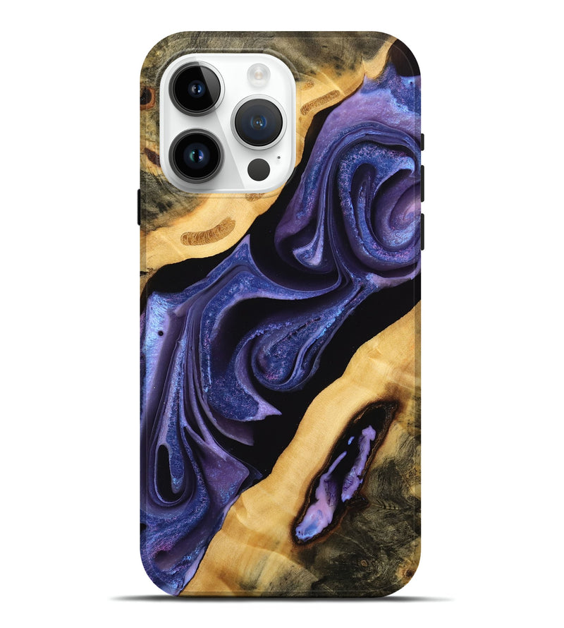 iPhone 15 Pro Max Wood Live Edge Phone Case - Landan (Purple, 733822)