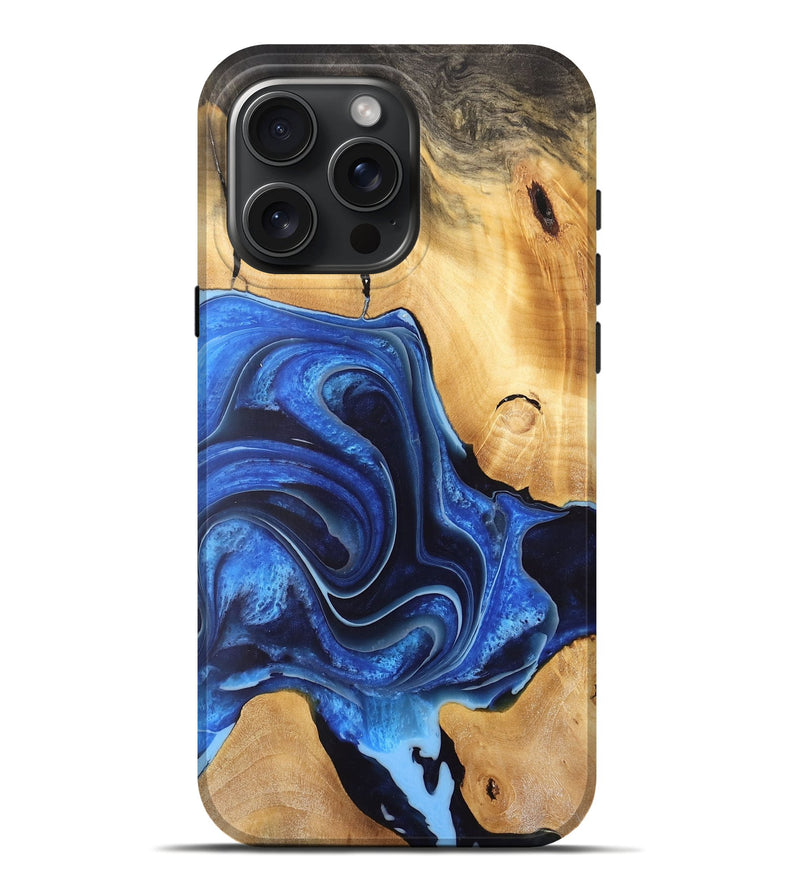 iPhone 16 Pro Max Wood Live Edge Phone Case - Emyle (Blue, 733852)