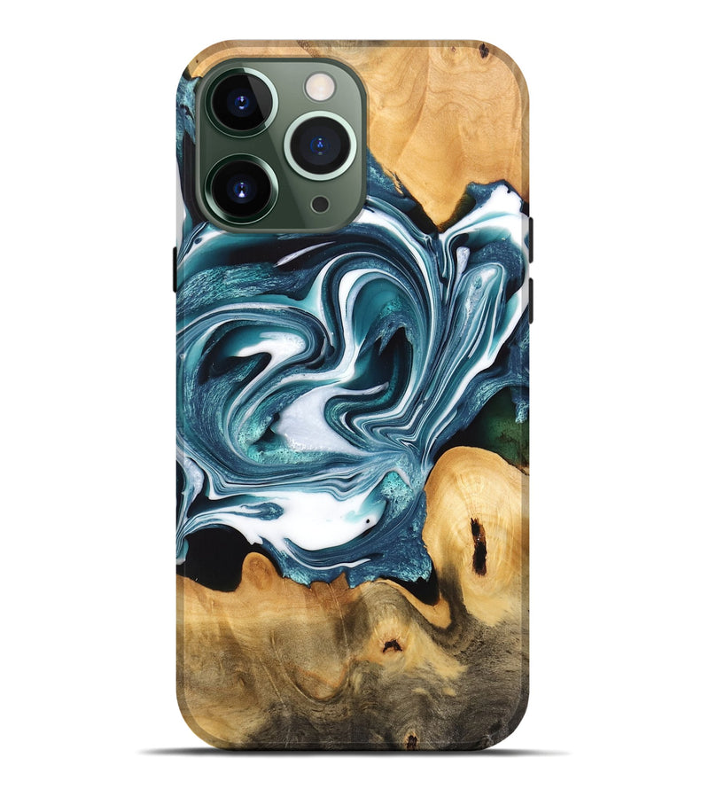 iPhone 13 Pro Max Wood Live Edge Phone Case - Assunta (Blue, 733857)
