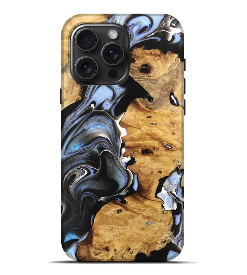iPhone 16 Pro Max Wood Live Edge Phone Case - Colin (Blue, 733869)