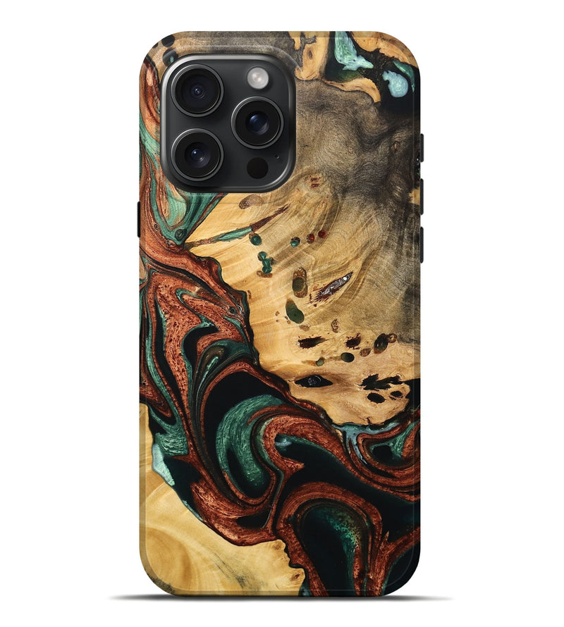 iPhone 16 Pro Max Wood Live Edge Phone Case - Alice (Green, 733873)