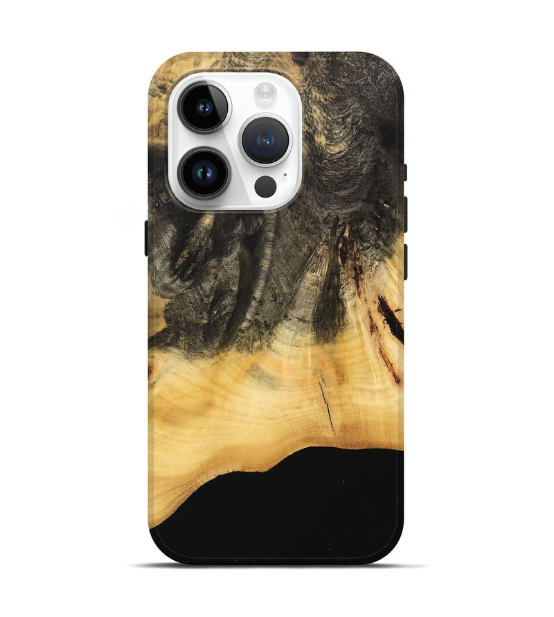 iPhone 15 Pro Wood Live Edge Phone Case - Clark (Pure Black, 733877)
