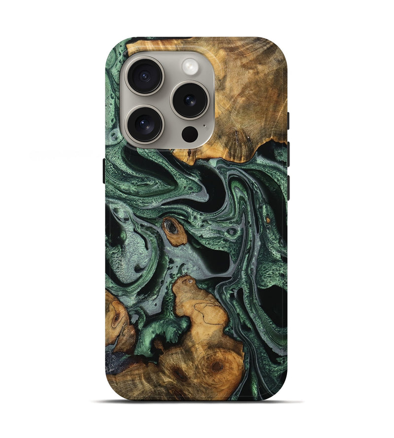 iPhone 16 Pro Wood Live Edge Phone Case - Adyson (Green, 733879)