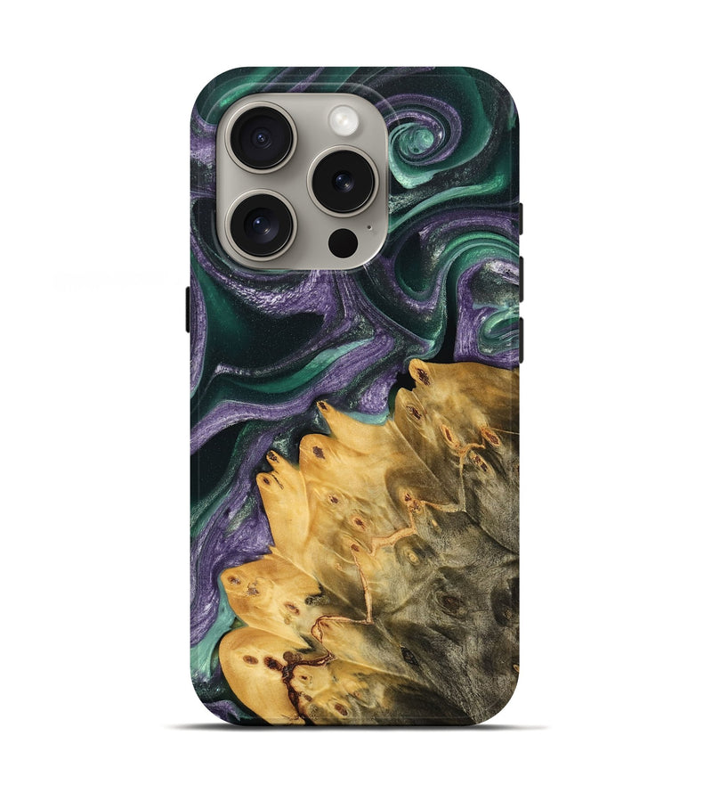 iPhone 16 Pro Wood Live Edge Phone Case - Fady (Purple, 733883)