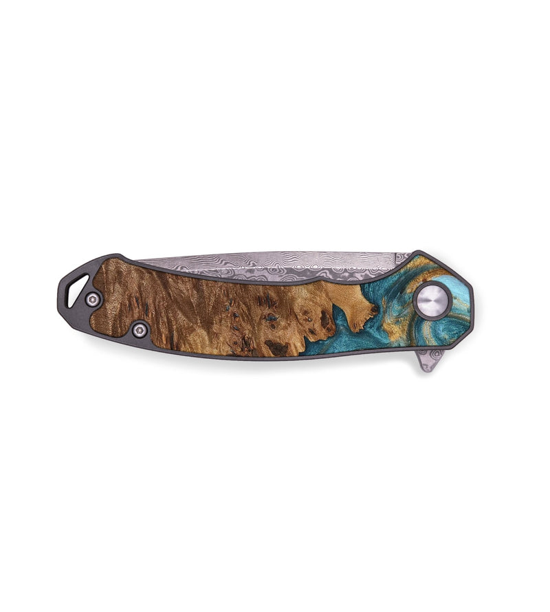 EDC Wood Pocket Knife - Jeramy (Teal & Gold, 733926)