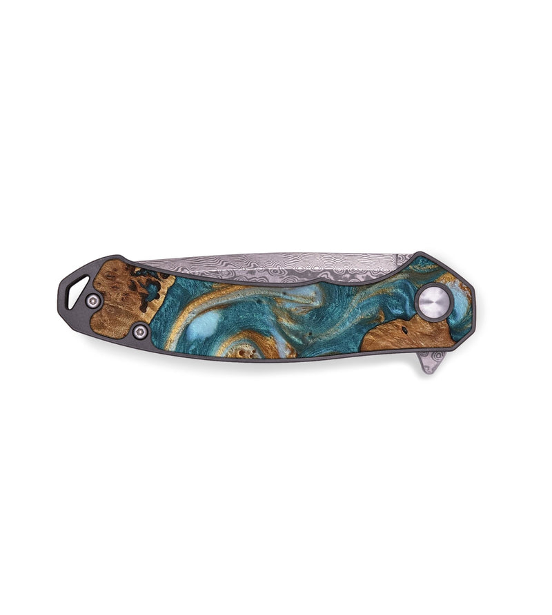 EDC Wood Pocket Knife - Finis (Teal & Gold, 734076)