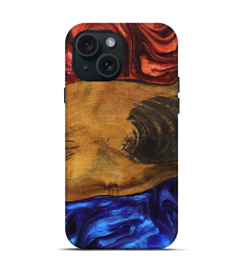 iPhone 15 Wood Live Edge Phone Case - Danika (Fire & Ice, 734347)