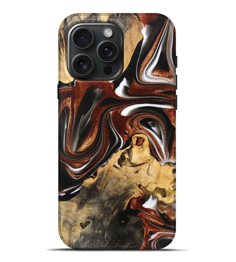iPhone 16 Pro Max Wood Live Edge Phone Case - Jozef (Black & White, 734590)