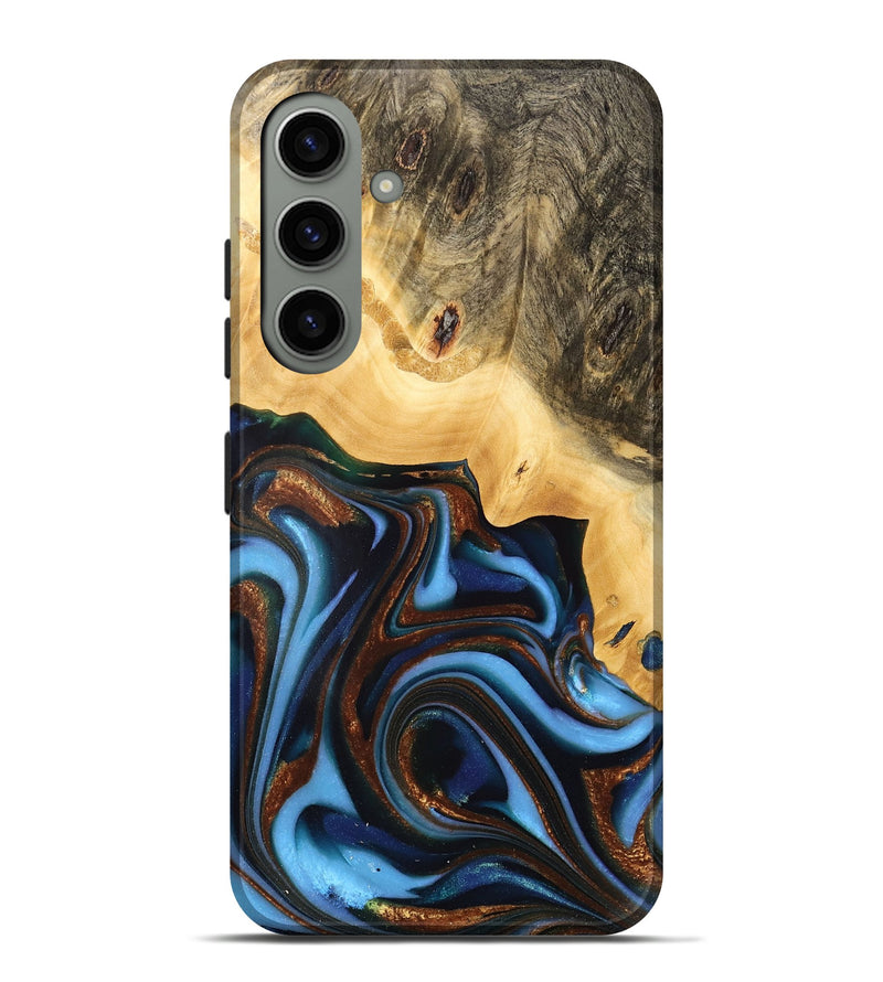 Galaxy S24 Plus Wood Live Edge Phone Case - Anatole (Teal & Gold, 734595)