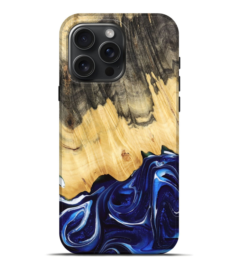 iPhone 16 Pro Max Wood Live Edge Phone Case - Vasan (Blue, 734610)