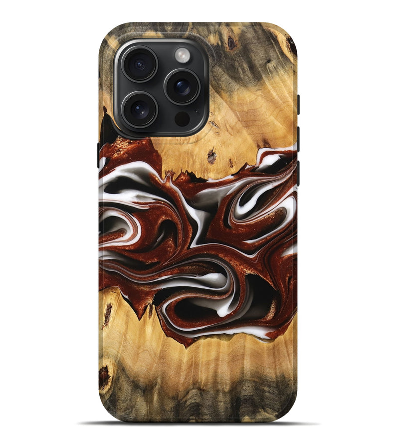 iPhone 16 Pro Max Wood Live Edge Phone Case - Jian (Black & White, 734612)